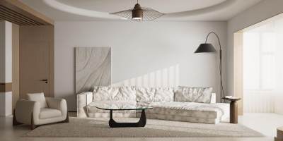 现代原木风极简客厅 沙发背景墙 电视背景墙